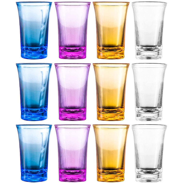 ZWISSLIV 12 Pieces Acrylic Shot Glasses Colorful Whiskey Shot Cups For